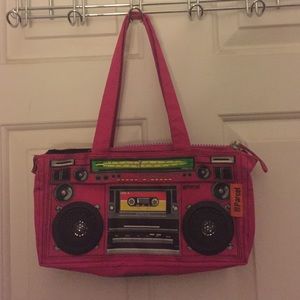 Pink Boombox Bag with Working Speakers