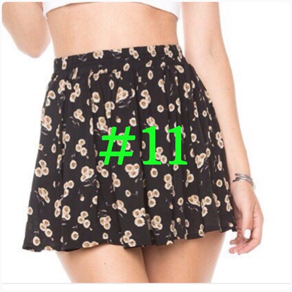 Brandy Melville Black Floral Chiffon Skirt NWT