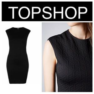 TOPSHOP black sexy bodycon dress quilted pattern