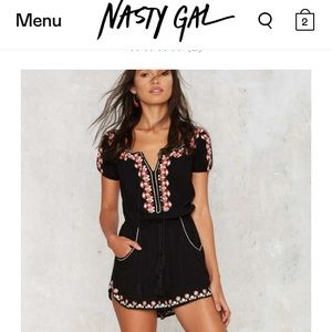 Nasty Gal embroidered romper BNWT