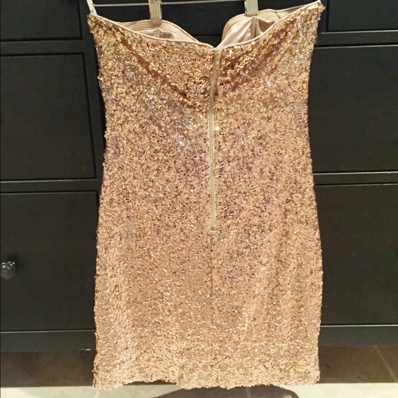 GOLD SPARKLE STRAPLESS DRESS - Picture 2 of 4