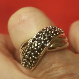 Sapphire Sterling Silver Crossover Ring