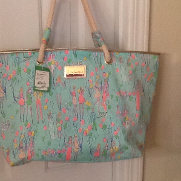 Lilly Pulitzer waterproof lined Beach Bag tote