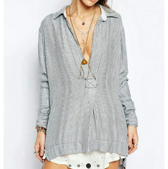 FREE PEOPLE On The Road striped tunic/oxford
