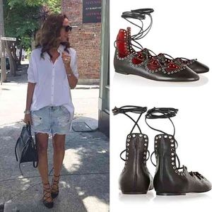 Lace up black flats punk goth style