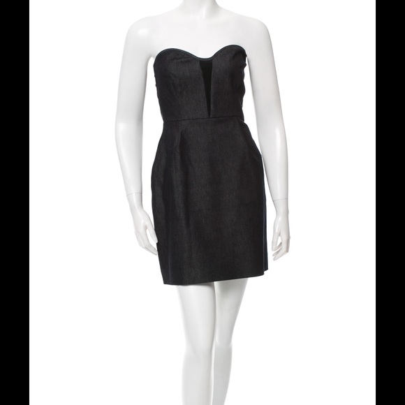 Rag & Bone Denim Corset Strapless Dress with Suede