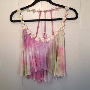Pink and yellow tye dye crop top!