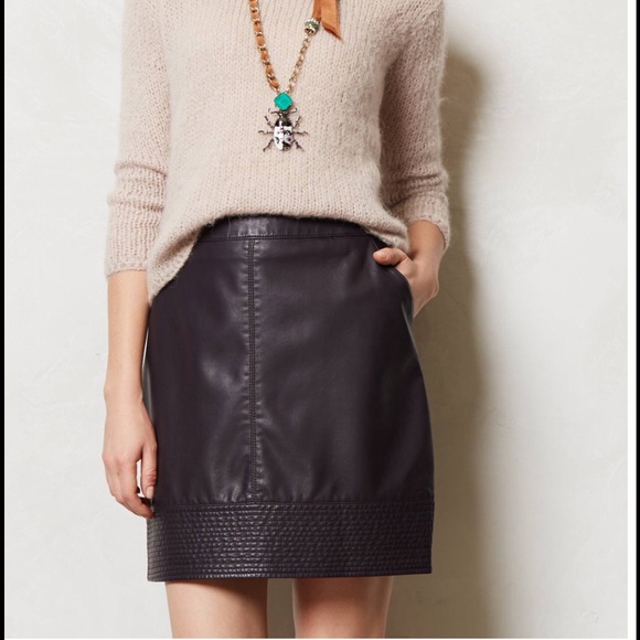 Anthropologie vegan leather mini skirt