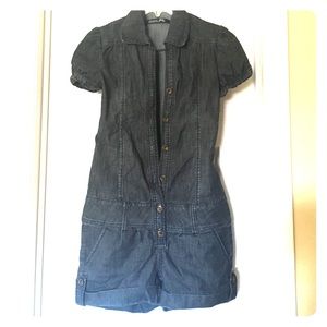Denim style Romper with pockets and belt loops