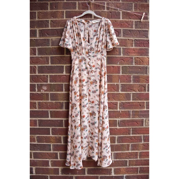 NWOT Wonderment Light Pink Floral Maxi Dress Sz M