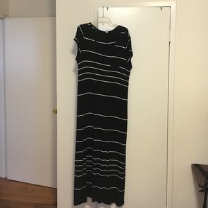 Black and white striped maxi dress