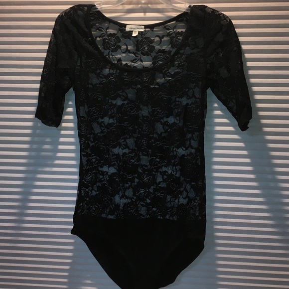 LIKE NEW Silence+Noise black lace bodysuit.