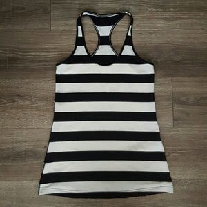 Lululemon black and white stripe racerback tank
