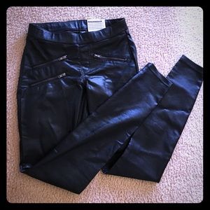 Zippered Glossy Denim Leggings