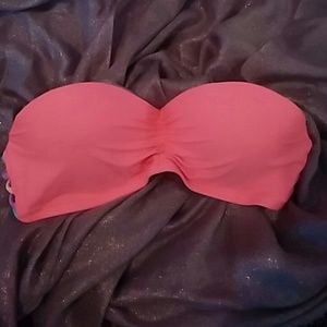 Coral swim top with mulit color strands