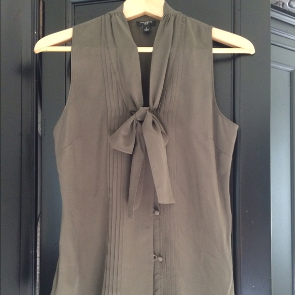 Ann Taylor Tops - Ann Taylor silk army green/tan blouse with bow