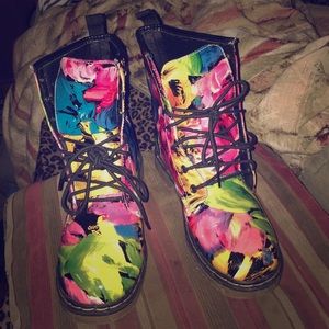 Multi colored rain boots