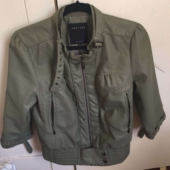 3/4 sleeved Vegan Leather Crop Jacket