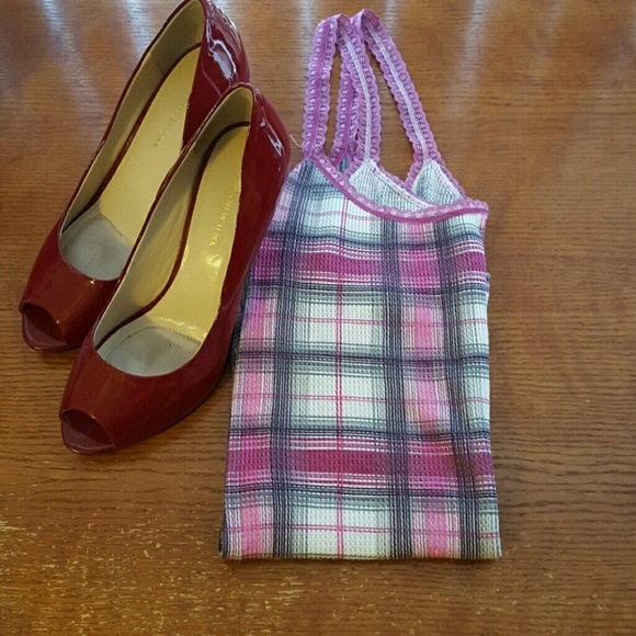 Nollie Tops - Pink Plaid Cami