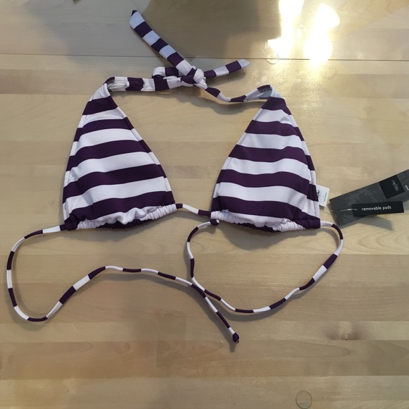 Massimo, Purple & White Stripe, Bikini Top, Large