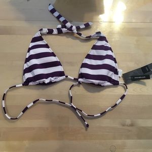 Massimo, Purple & White Stripe, Bikini Top, Large
