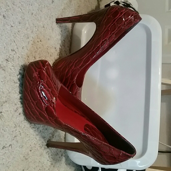 Aldo Red Snakeskin Pump