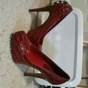 Aldo Red Snakeskin Pump