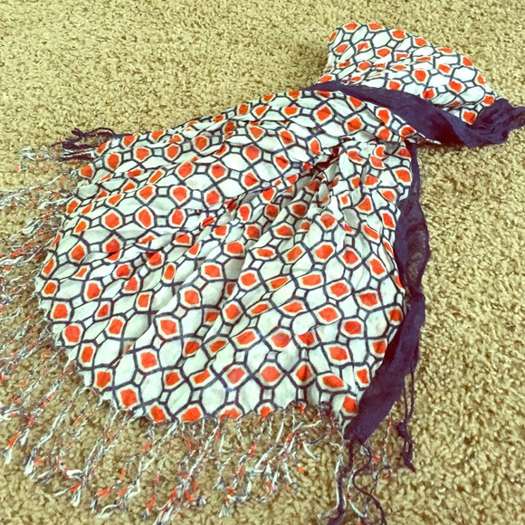 orange, blue & white scarf/shawl