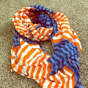 white, orange & blue infinity scarf