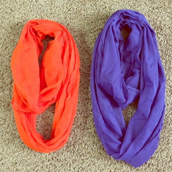 orange & blue infinity scarves