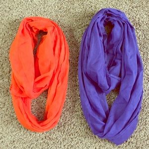 orange & blue infinity scarves