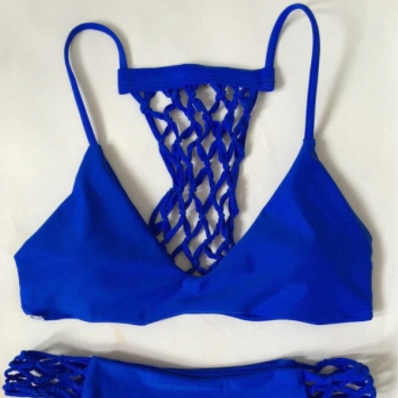 blue strappy bathing suit