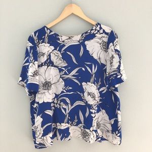 Zara blue floral printed blouse