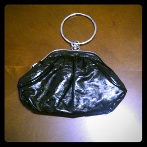 Black patent leather clutch