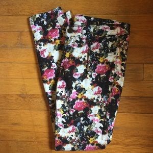 BDG Floral Print Mid Rise Twig Ankle Pants