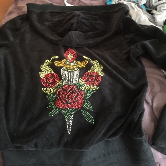 Black  zip up velvet sweater