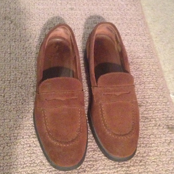Brown suede Tods loafers