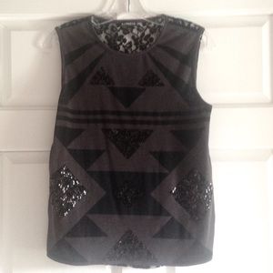 Express black/dark grey top with black sequin