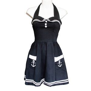 SOLD x Bunny Pin Up Sailor Halter Dress