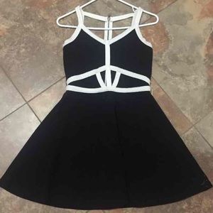 Caged black and white dress