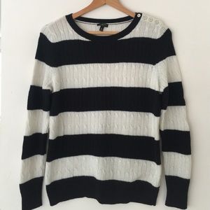 Talbots striped cable knit sweater