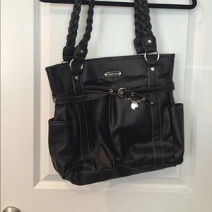 Black leather tote
