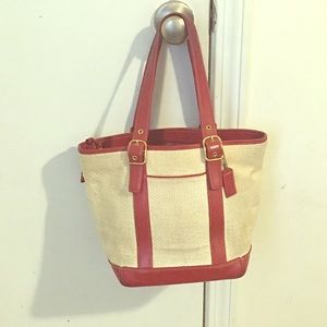 Canvas and Leather Coach Handbag