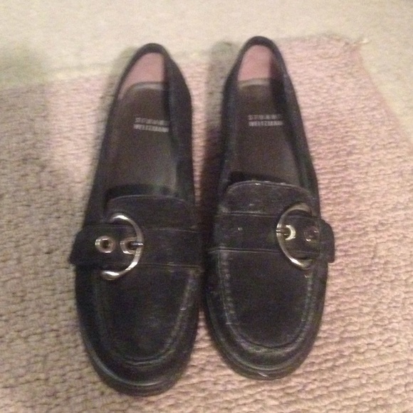 Stuart weirtzman black suede loafers
