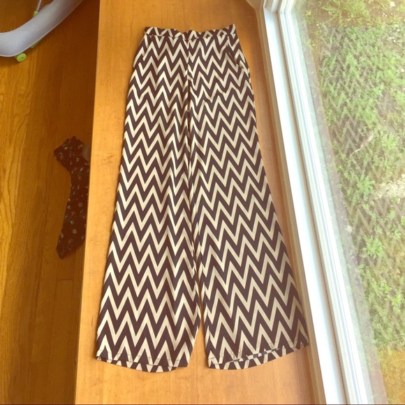 Cream and black chevron pants