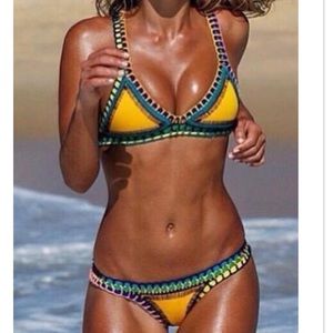 Yellow Crochet Bikini Set