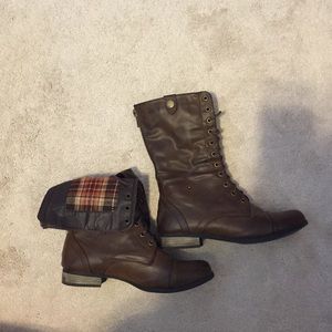 Brown Fold-Down Combat Boots