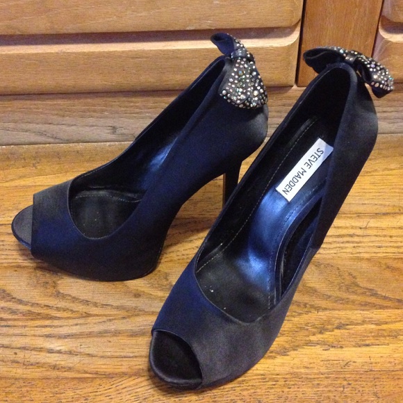 Steve Madden Rhinestoned Shimma Peeptoe Heels - Picture 2 of 4