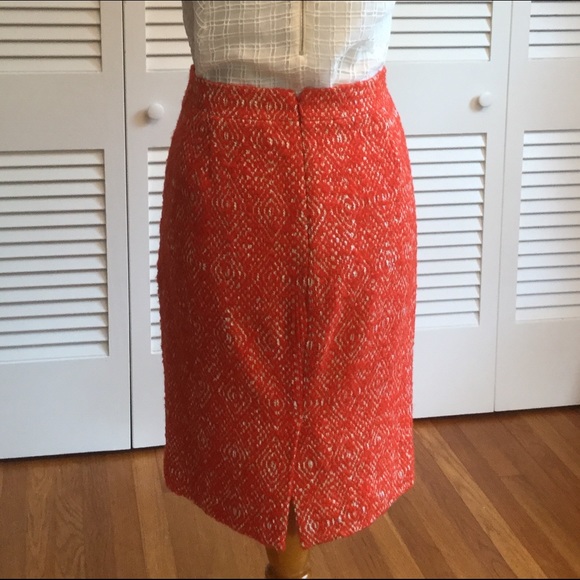 Orange & White Textured J. Crew No. 2 Pencil Skirt - Picture 3 of 4