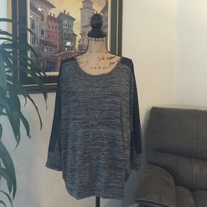 Blouse with Faux leather accents